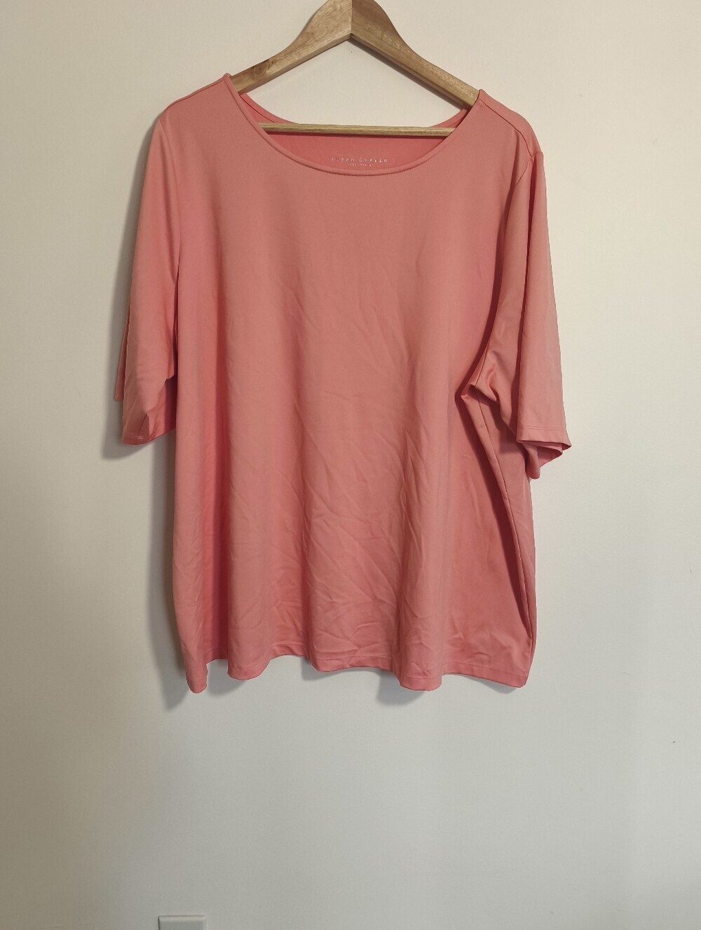 Susan Graver Essentials Basic Round Neck Tee sz 3X Peach Orange Comfort Minimal